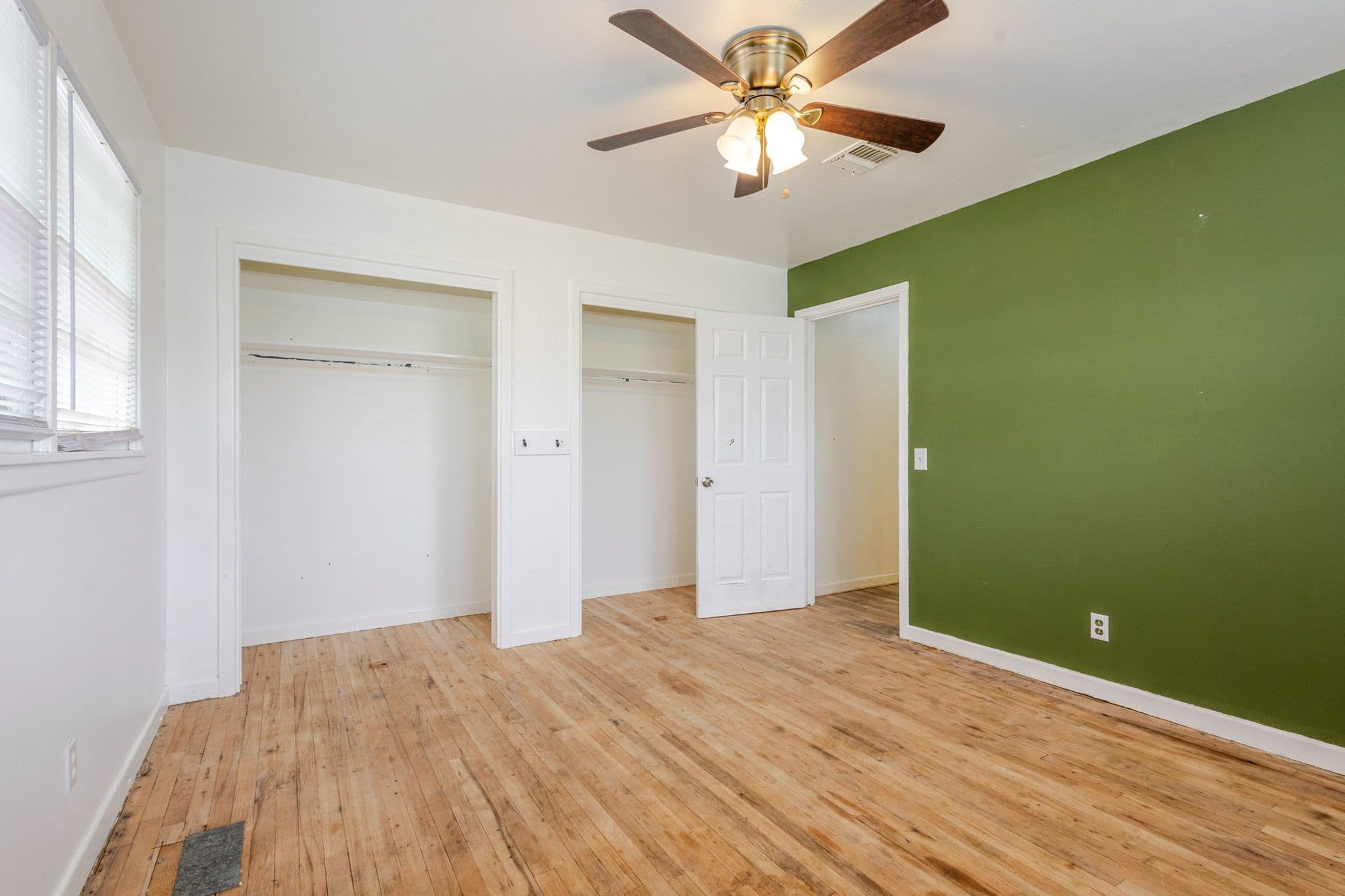 Interior corner shot of bedroom