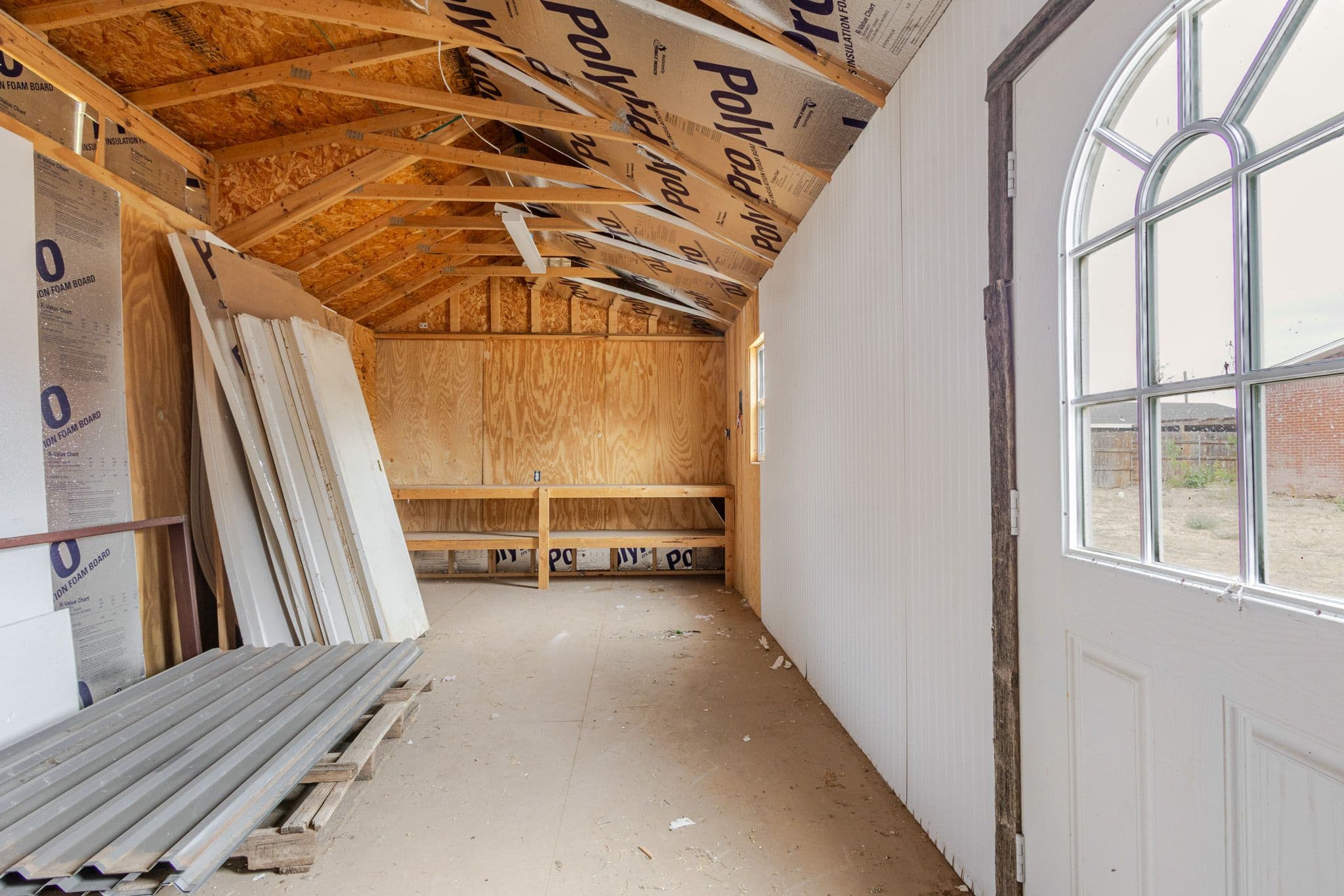 Interior shot of shed