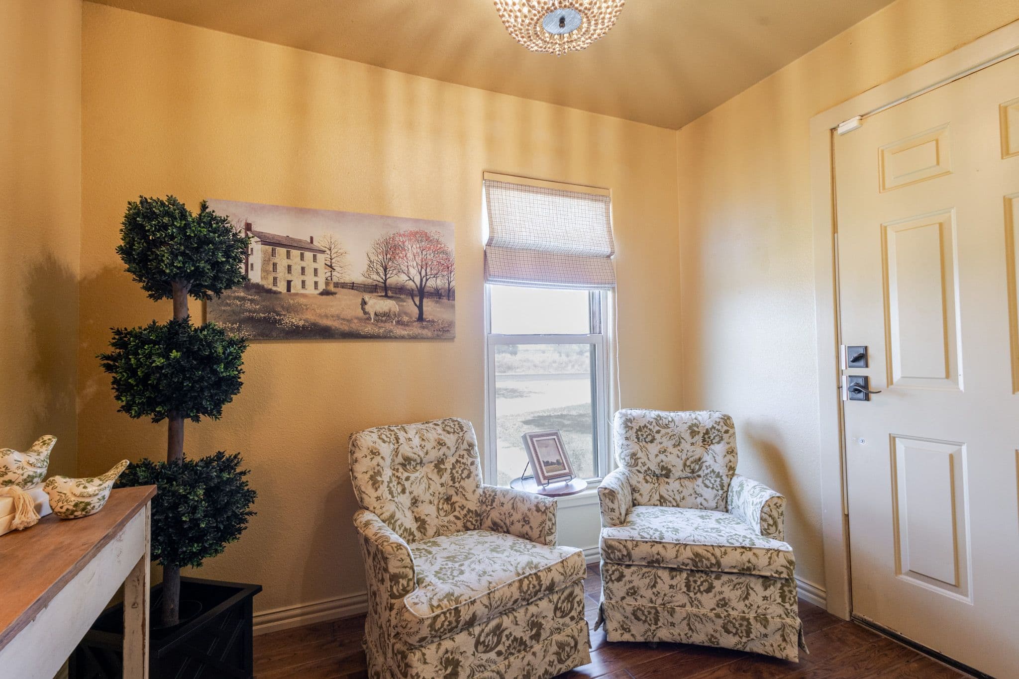 Interior shot of front door and foyer.