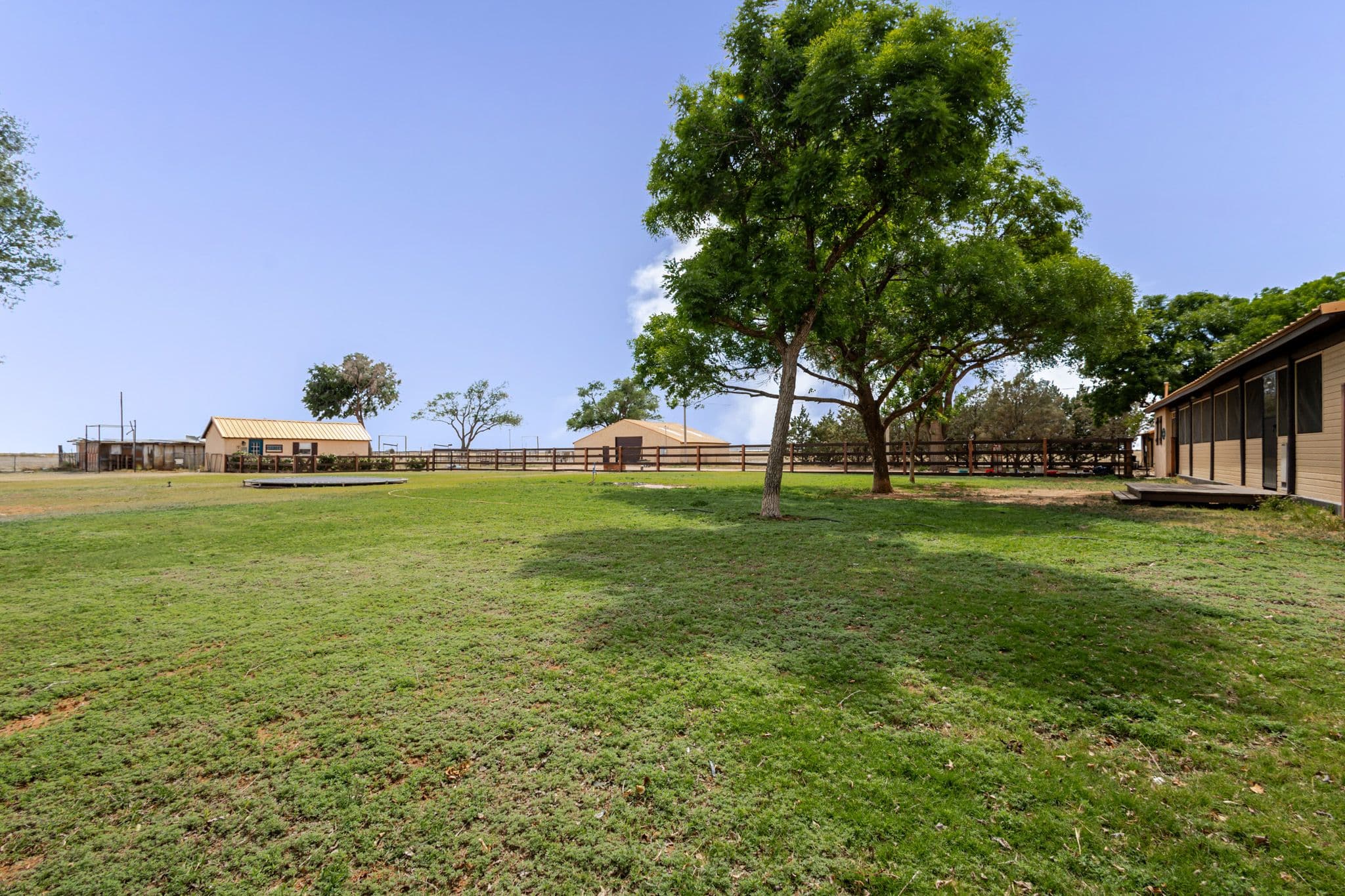 Exterior shot of backyard of country side home