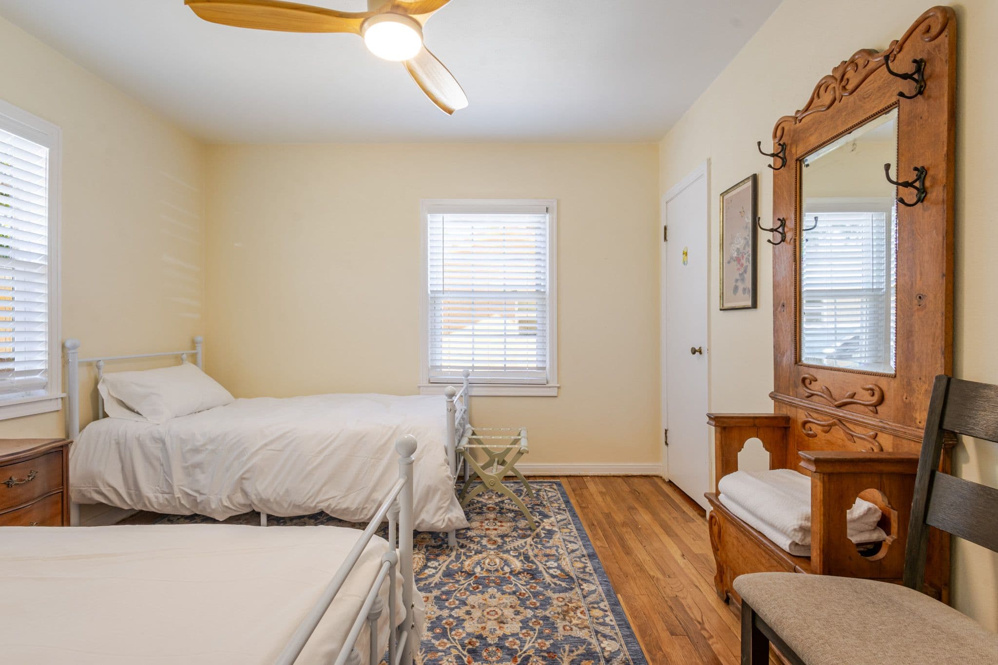 Interior shot centered in middle of bedroom