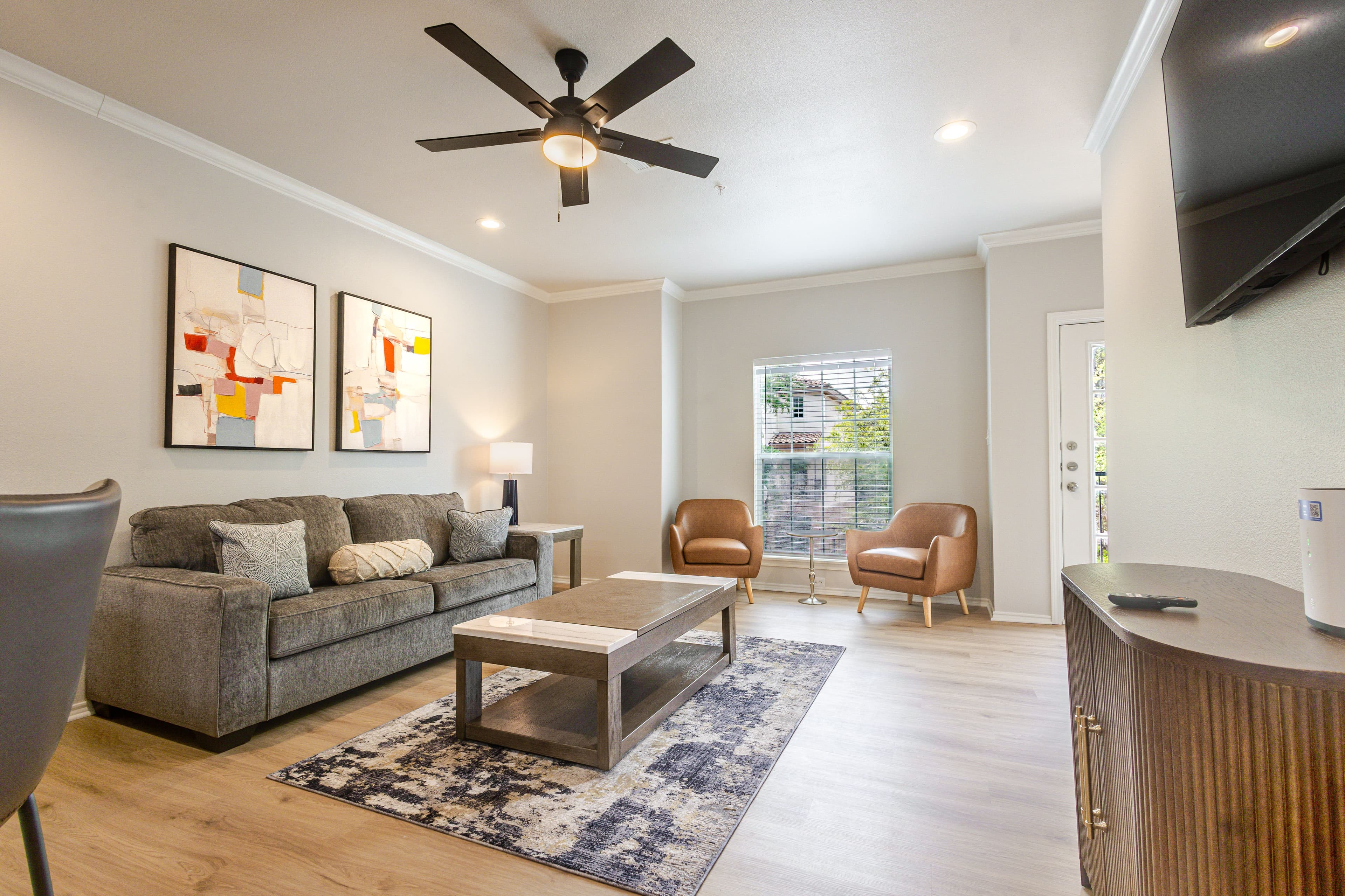 Interior shot of living space of Lubbock Airbnb Condo